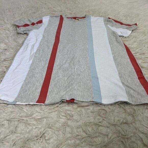 San Francisco Work Shirts T Shirt Gray Blue White Vertical Stripe Short Sleeve M - Picture 8 of 8